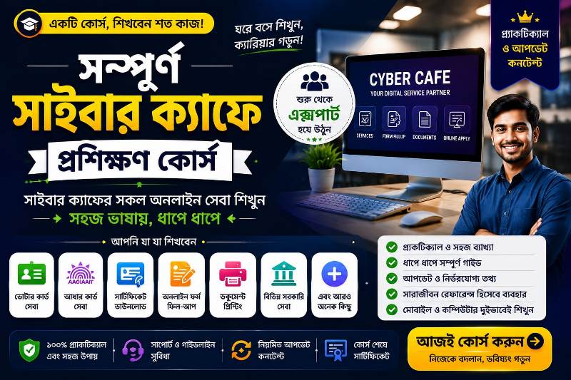 সম্পূর্ণ সাইবার ক্যাফে প্রশিক্ষণ কোর্স